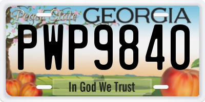 GA license plate PWP9840