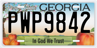 GA license plate PWP9842