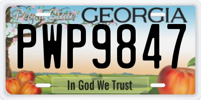 GA license plate PWP9847