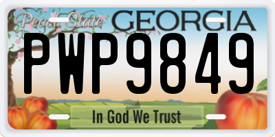 GA license plate PWP9849