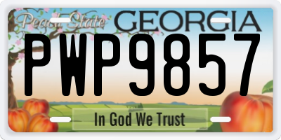 GA license plate PWP9857