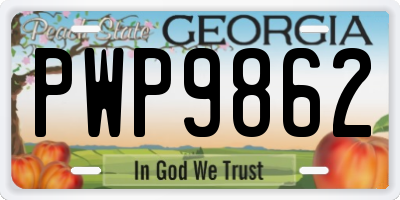 GA license plate PWP9862