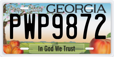GA license plate PWP9872