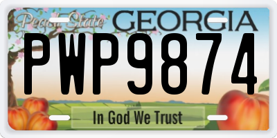GA license plate PWP9874