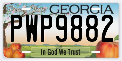 GA license plate PWP9882