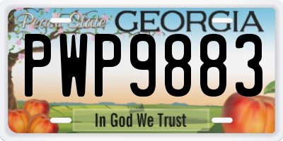 GA license plate PWP9883