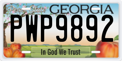 GA license plate PWP9892