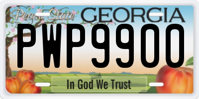GA license plate PWP9900