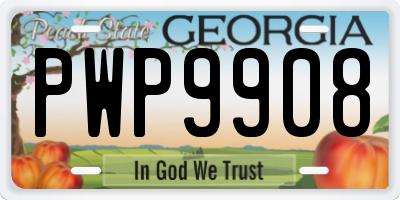 GA license plate PWP9908