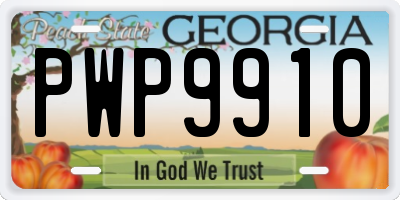 GA license plate PWP9910