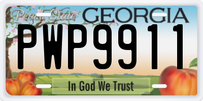 GA license plate PWP9911