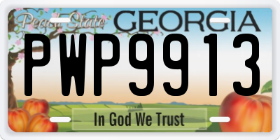 GA license plate PWP9913