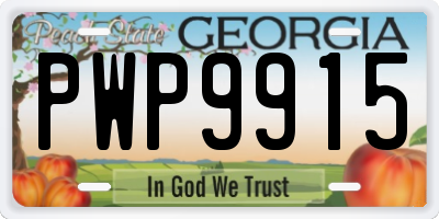 GA license plate PWP9915