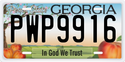 GA license plate PWP9916