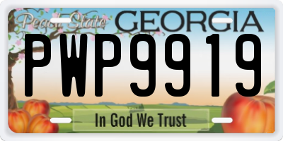 GA license plate PWP9919