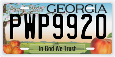 GA license plate PWP9920