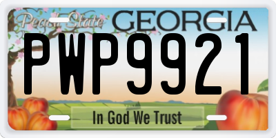 GA license plate PWP9921