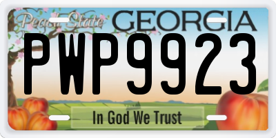 GA license plate PWP9923