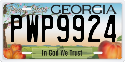 GA license plate PWP9924