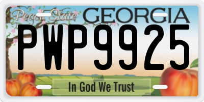 GA license plate PWP9925