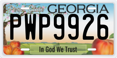 GA license plate PWP9926