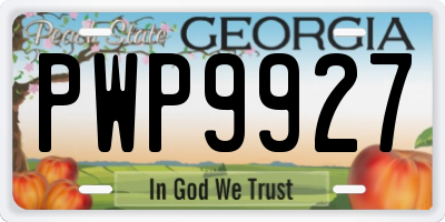 GA license plate PWP9927