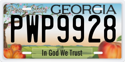 GA license plate PWP9928