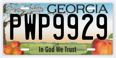 GA license plate PWP9929