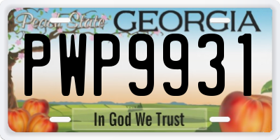 GA license plate PWP9931