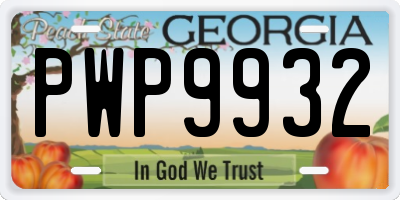 GA license plate PWP9932