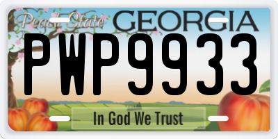 GA license plate PWP9933