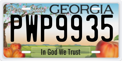 GA license plate PWP9935
