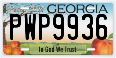 GA license plate PWP9936