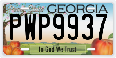 GA license plate PWP9937