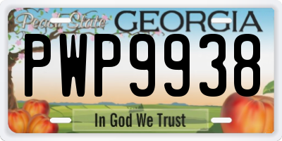 GA license plate PWP9938