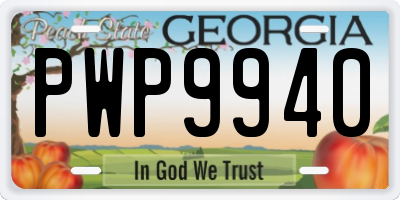 GA license plate PWP9940