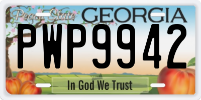 GA license plate PWP9942