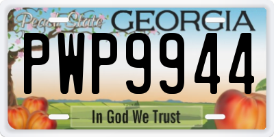 GA license plate PWP9944