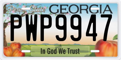 GA license plate PWP9947