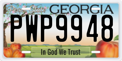 GA license plate PWP9948
