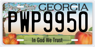 GA license plate PWP9950