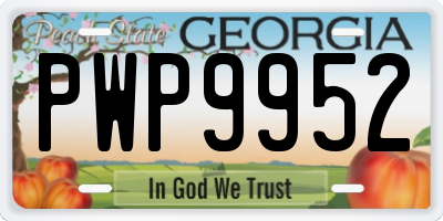 GA license plate PWP9952