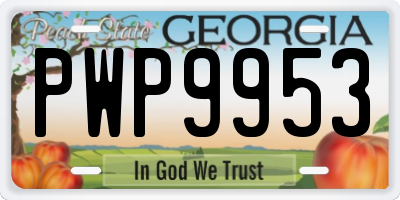 GA license plate PWP9953