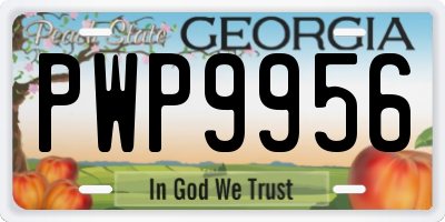 GA license plate PWP9956