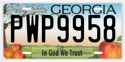 GA license plate PWP9958