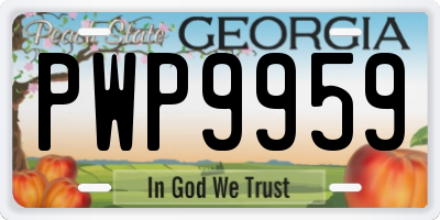 GA license plate PWP9959