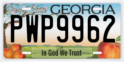 GA license plate PWP9962