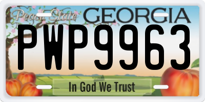 GA license plate PWP9963