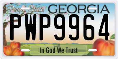GA license plate PWP9964