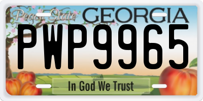 GA license plate PWP9965